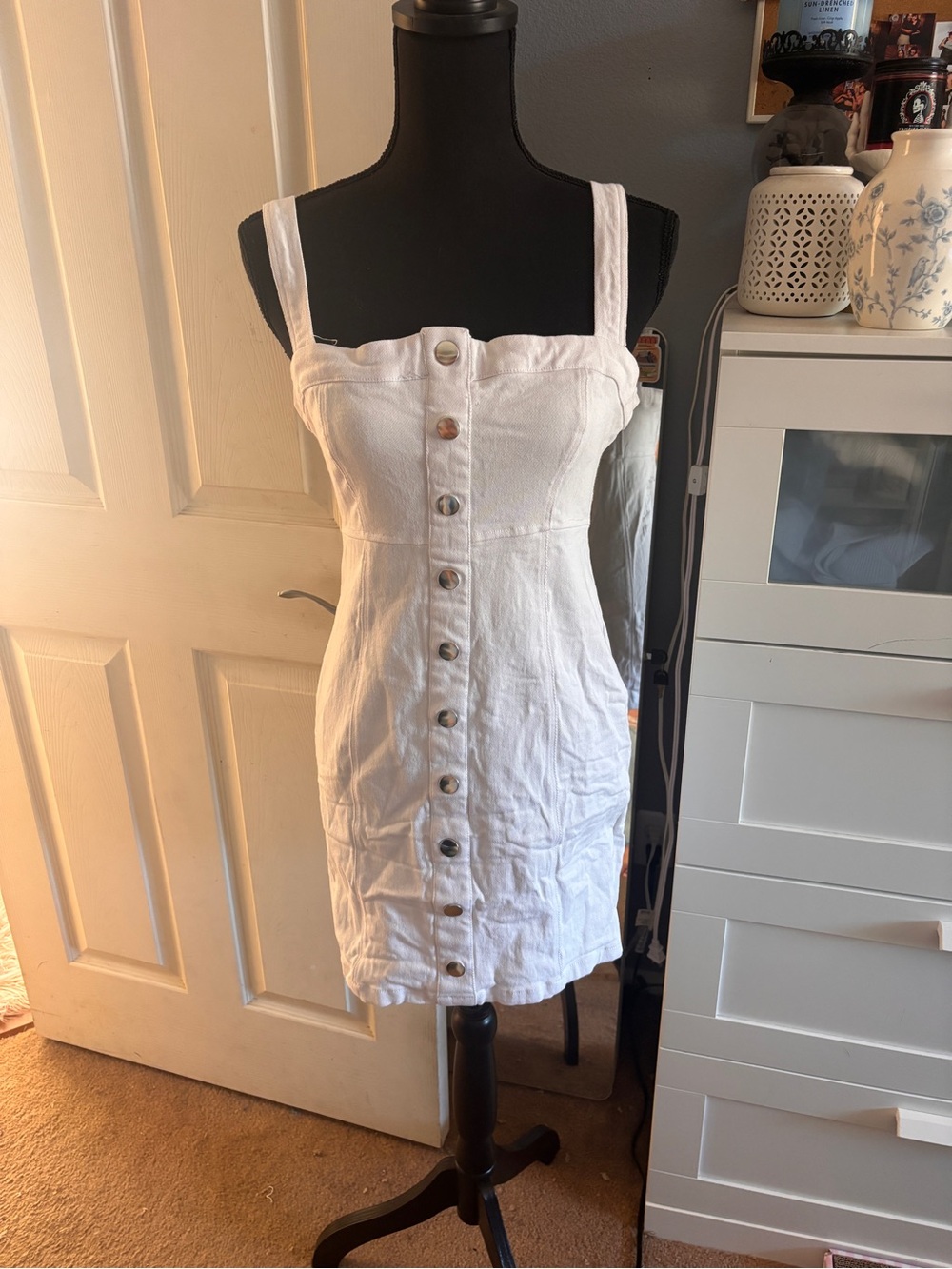 Windsor White Button-Front Mini Dress